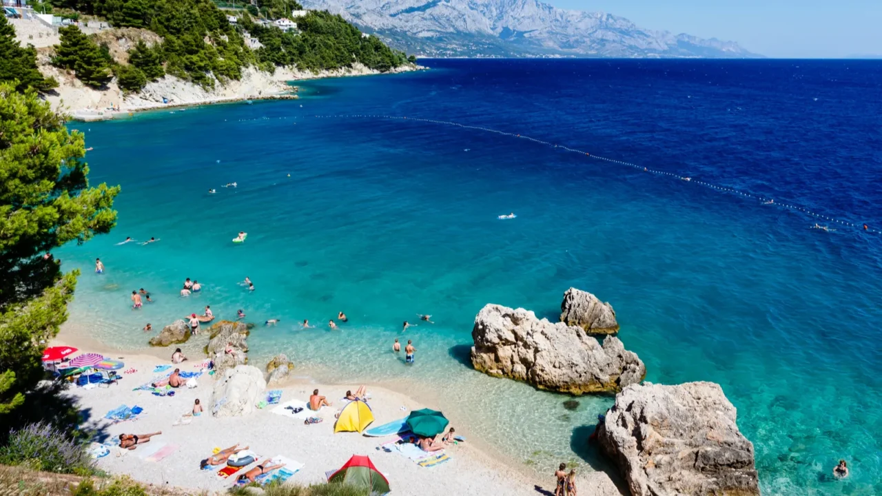 beautiful beach and adriatic sea with transparent blue water nea