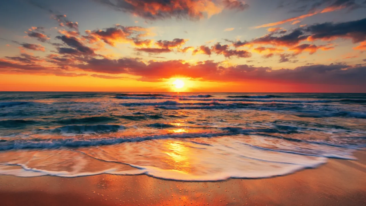 beautiful sunrise over the sea
