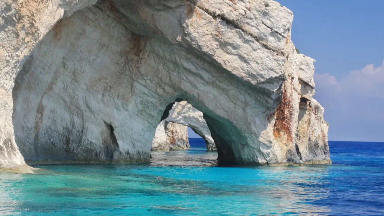 blue caves on zakynthos island greece
