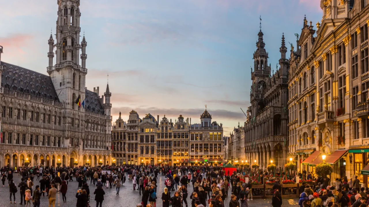 brussels belgium nov 3 2018 evening view of the