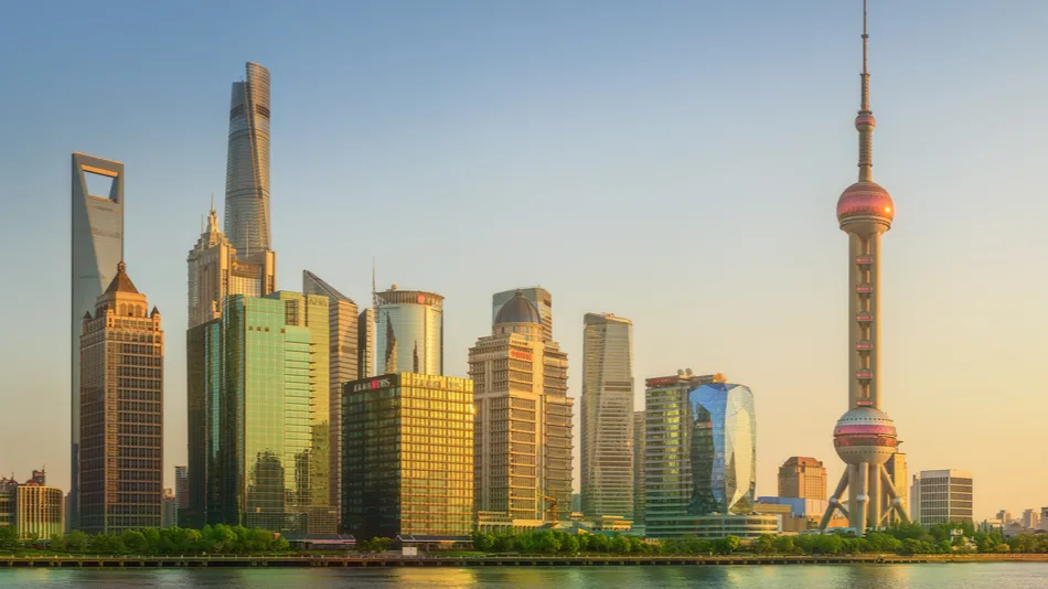 cityscape of shanghai and huangpu river on sunset beautiful reflection