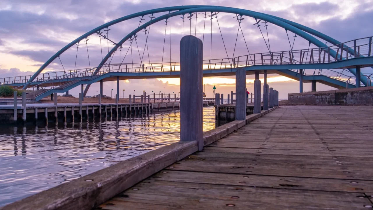 famous footbridge in frankston at sunset melbourne australia