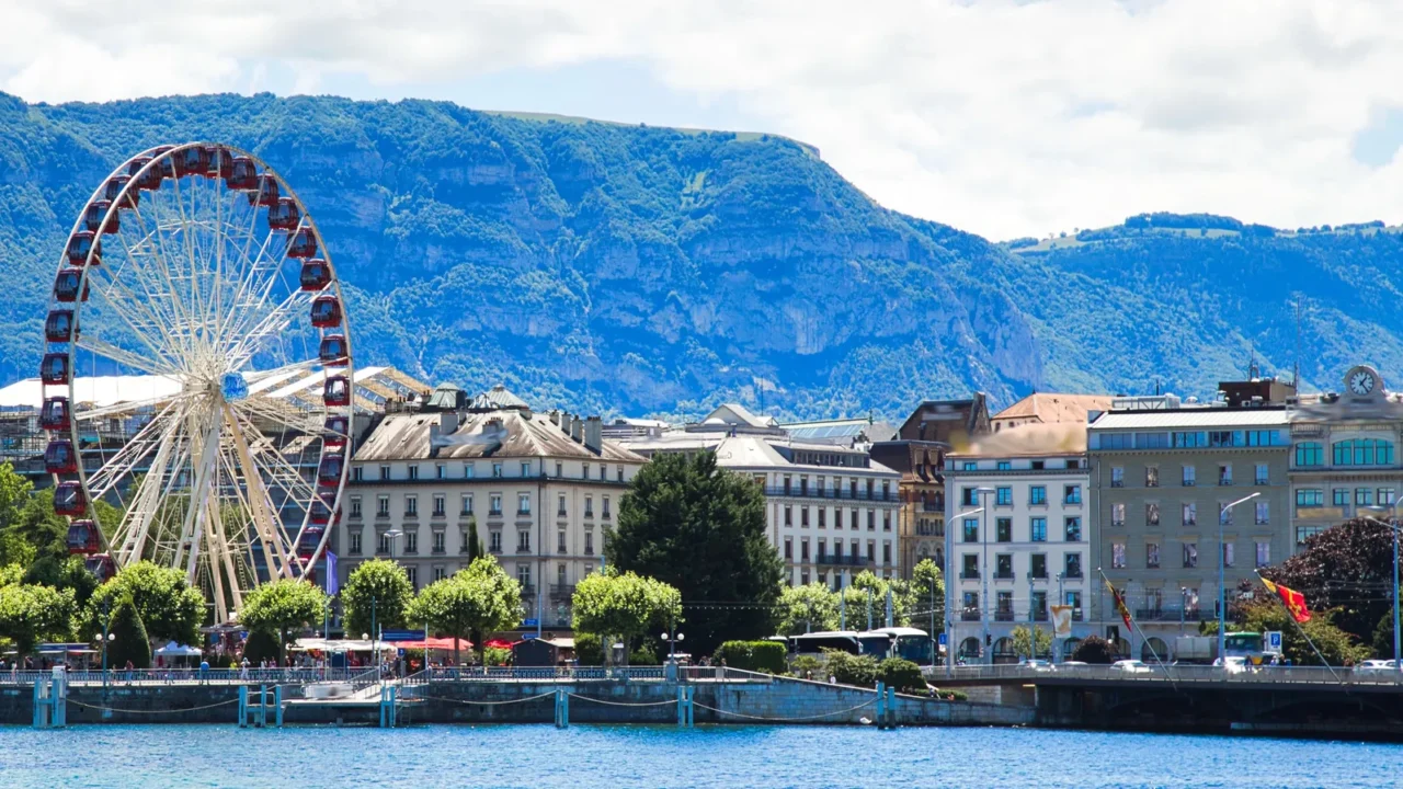geneva cityscape during a summer sunny day switzerland europe
