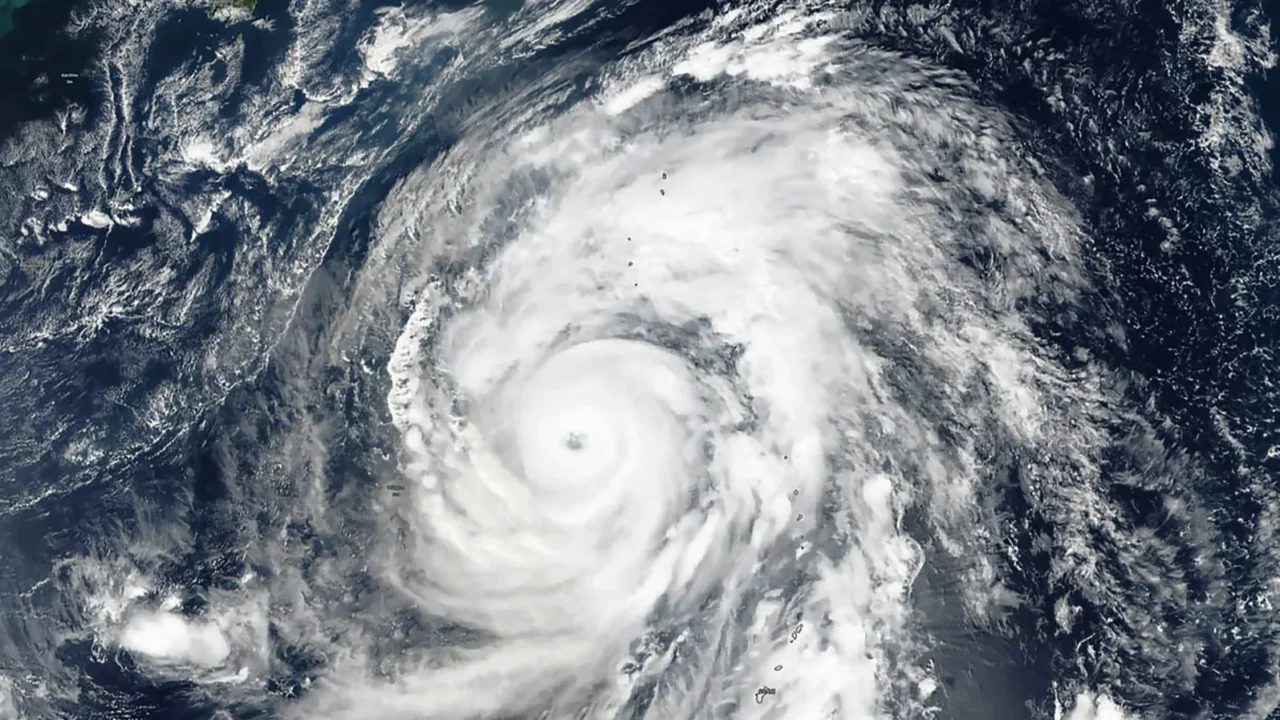 hagibis super typhoon approaching the coast the eye of the