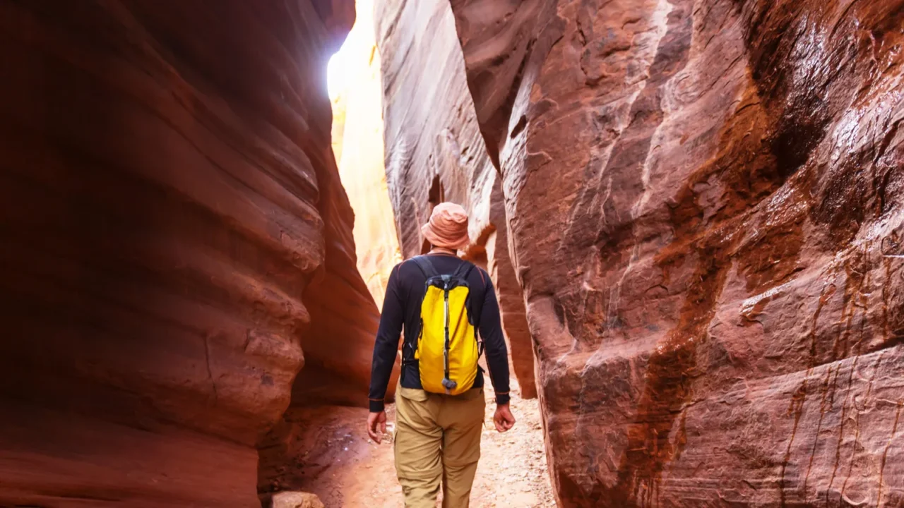 hiker in the utah mountains