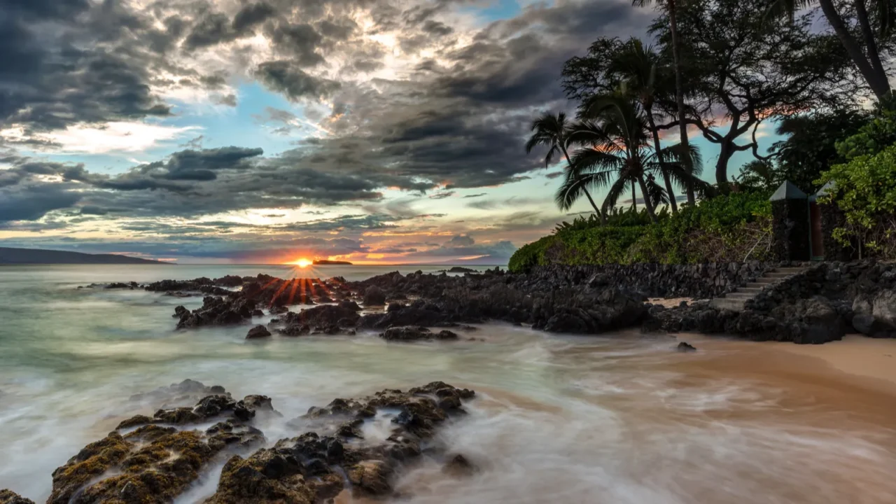long exposure sunset from secret cove on the south of