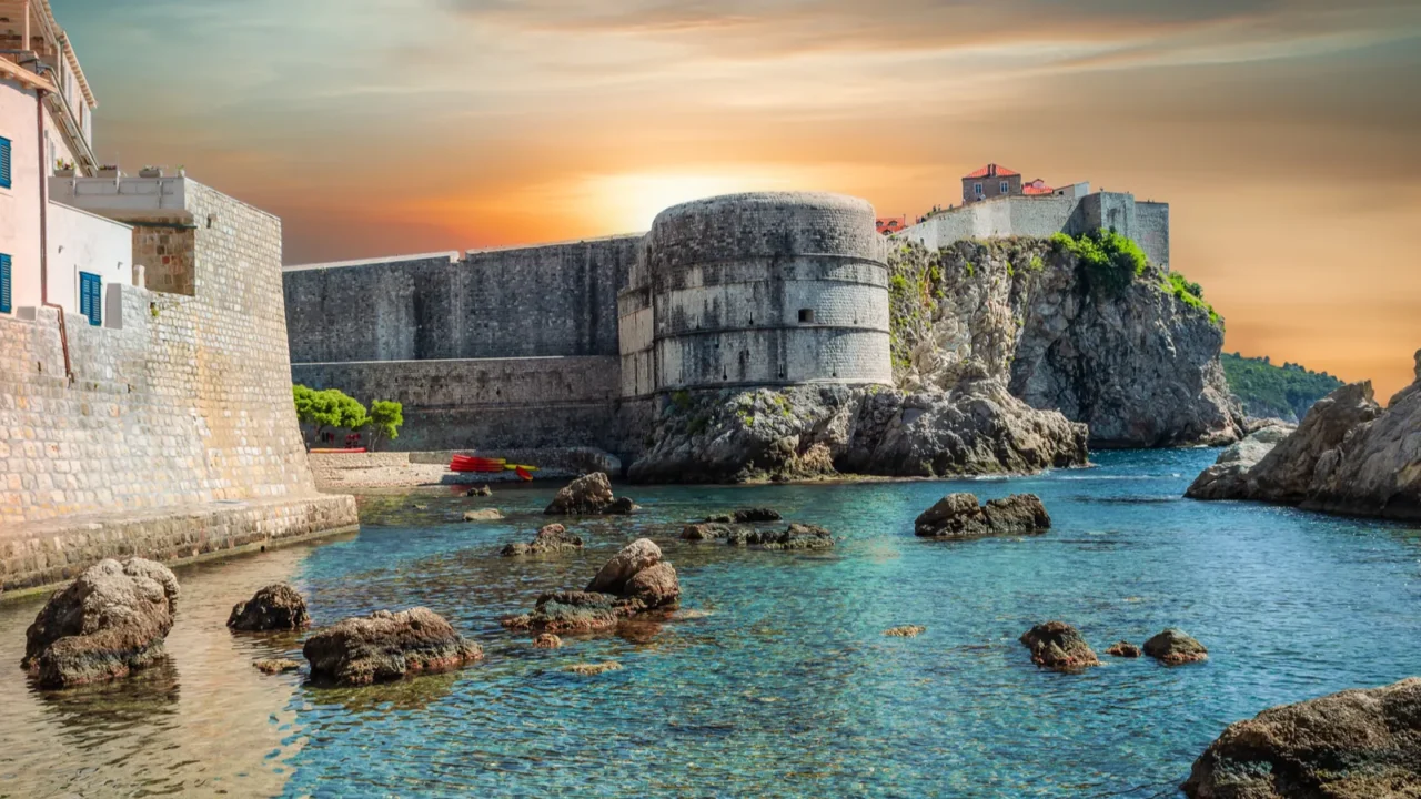 medieval fort bokar at sunset dubrovnik croatia