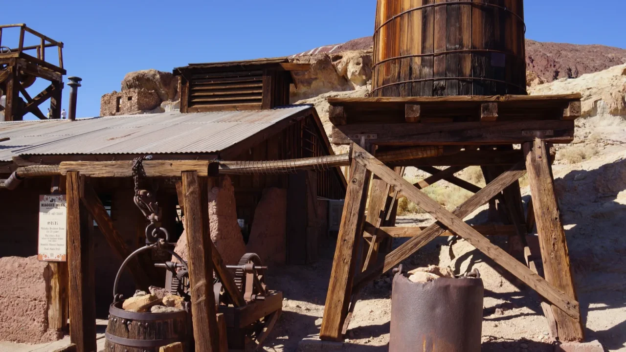 old wooden buildings in death valley ghost town