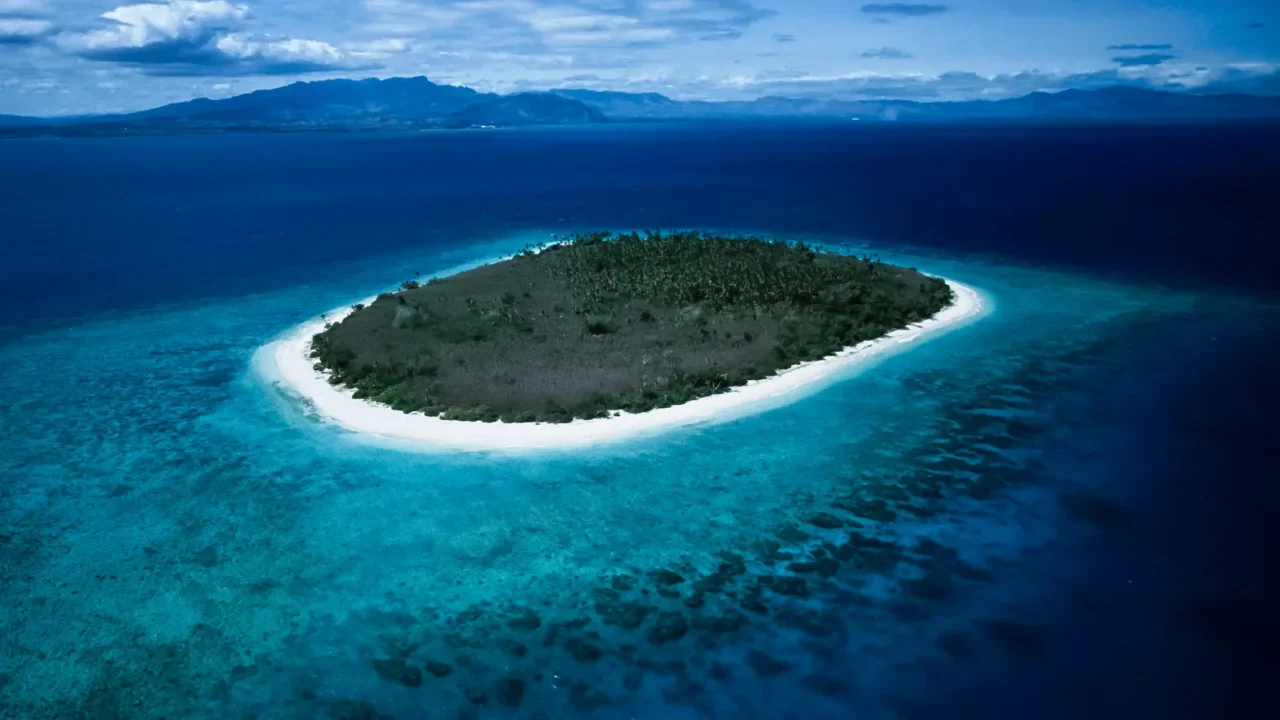 pacific ocean fiji islands aerial view of a small tropical