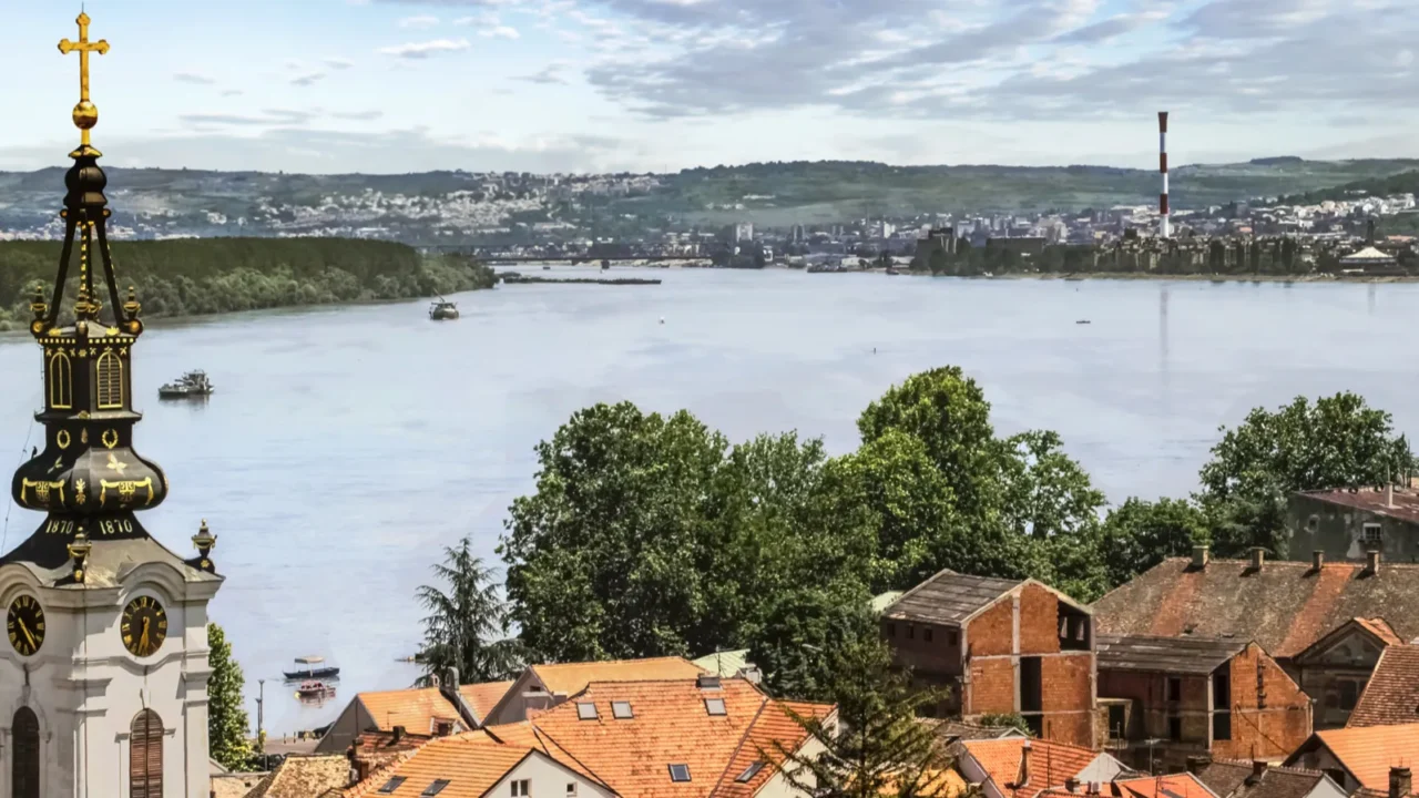 panoramic view from gardos lookout in zemun on river danube