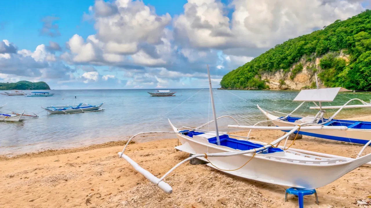 panoramic view of a sandy beach and bay in puerto