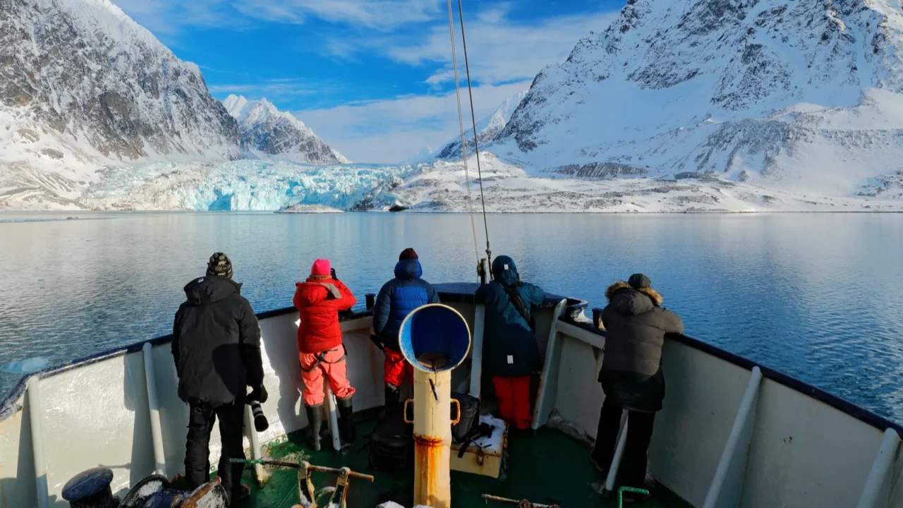 people on the boat in arctic