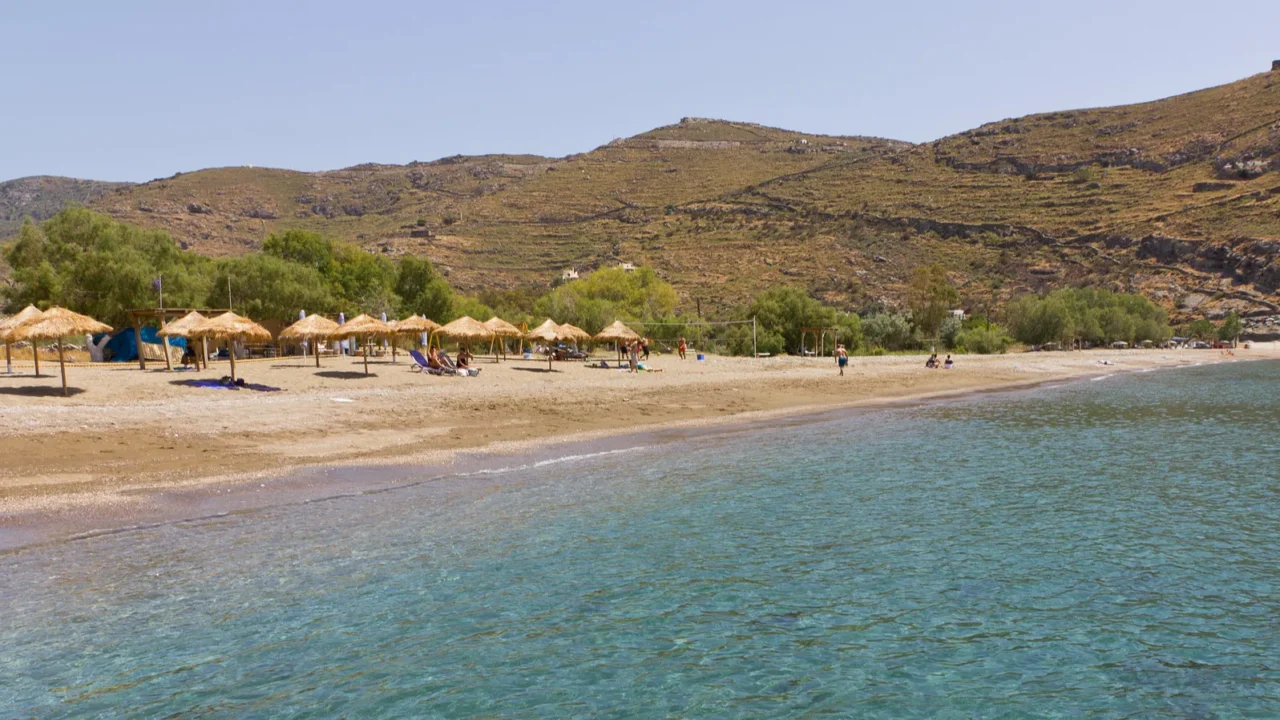 pisses beach kea island cyclades greece