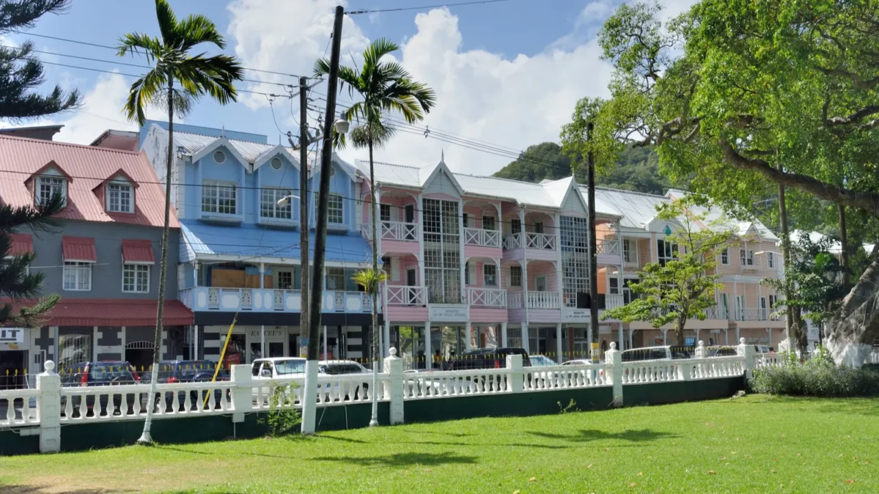 row of government buildings near town square