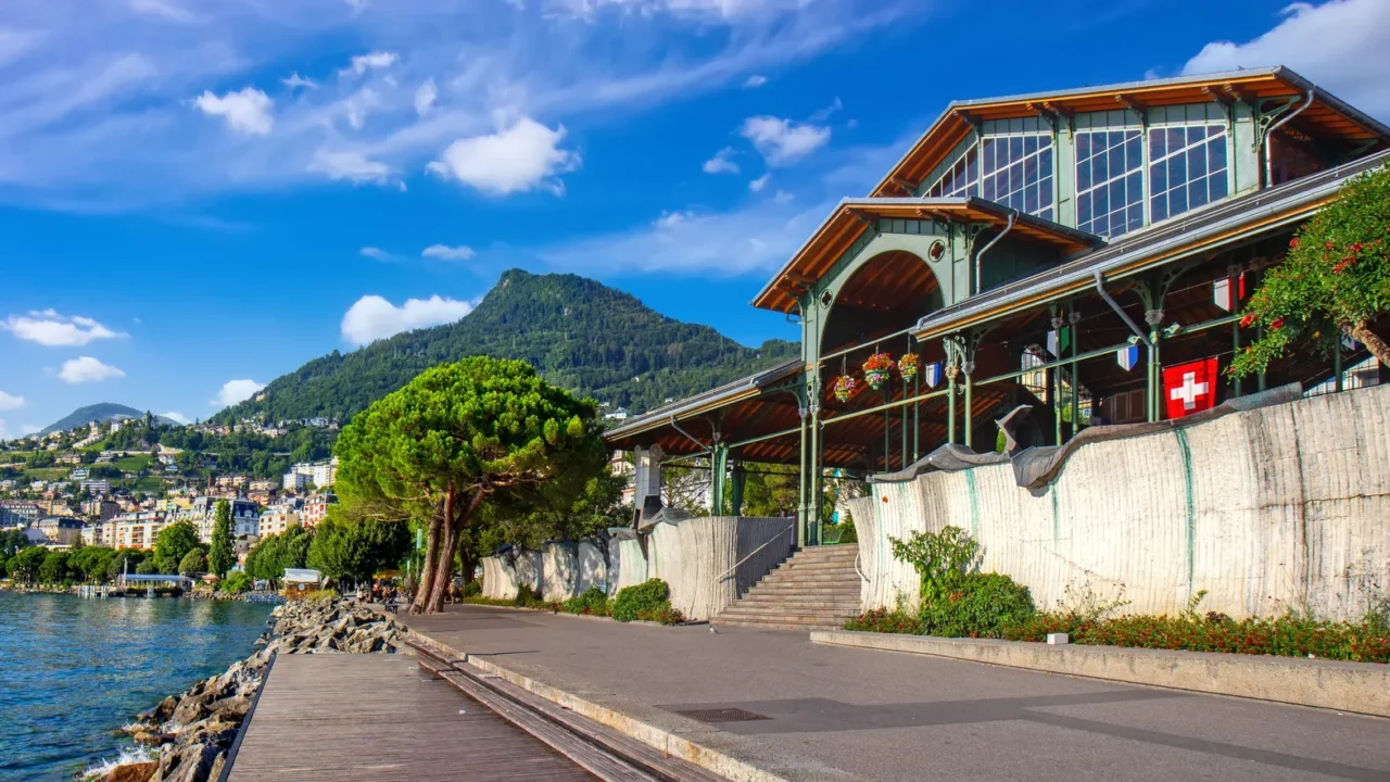 scenic montreux lakeside and mountain views  swiss