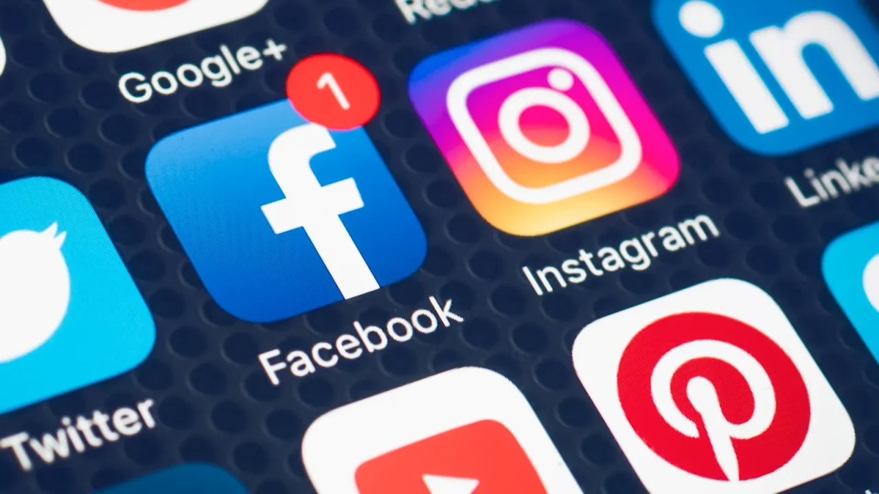 social media application icons on mobile device