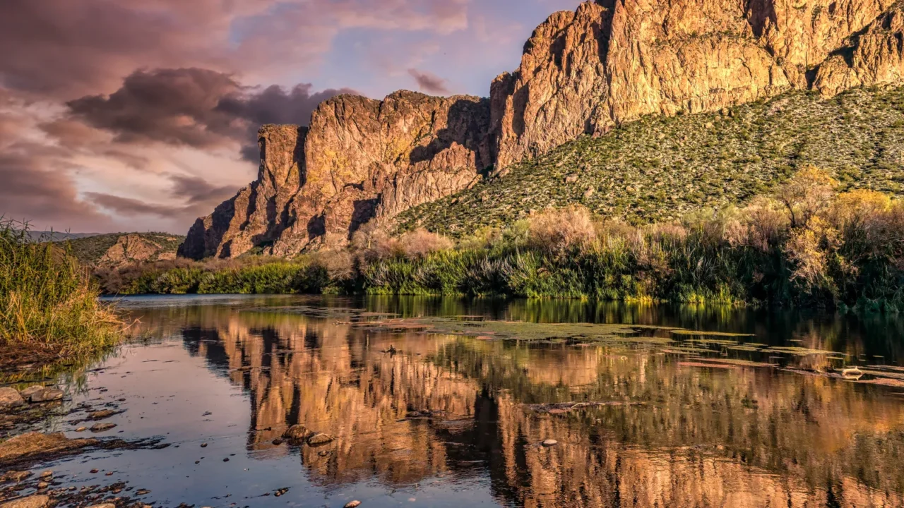 sunset near the bulldog cliffs and salt river in the