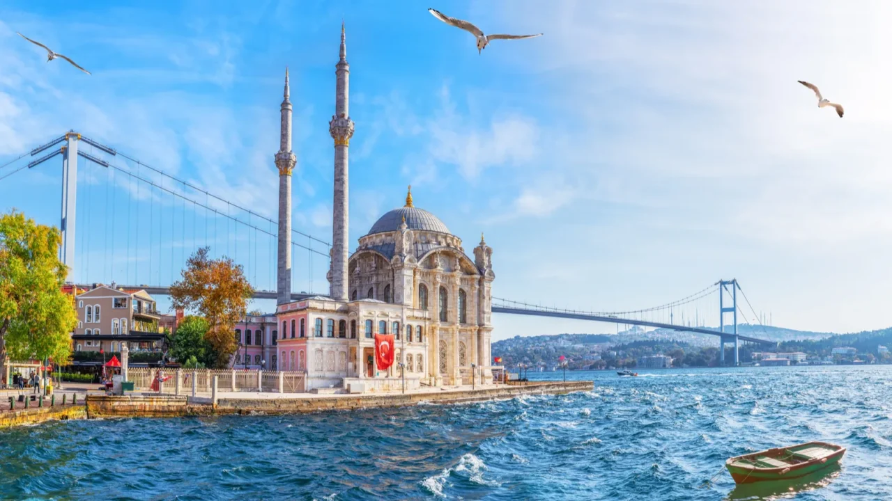 the ortakoy mosque panorama beautiful sea view istanbul