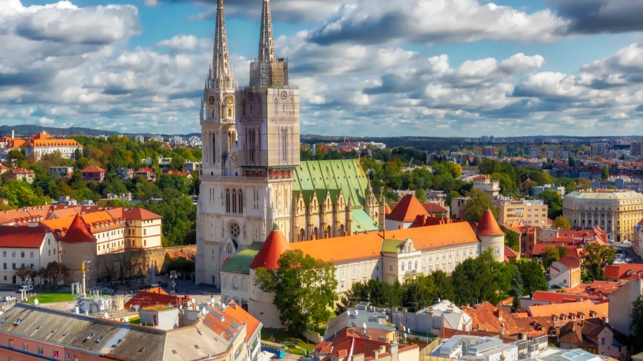 the zagreb cathedral on kaptol aerial view of the central
