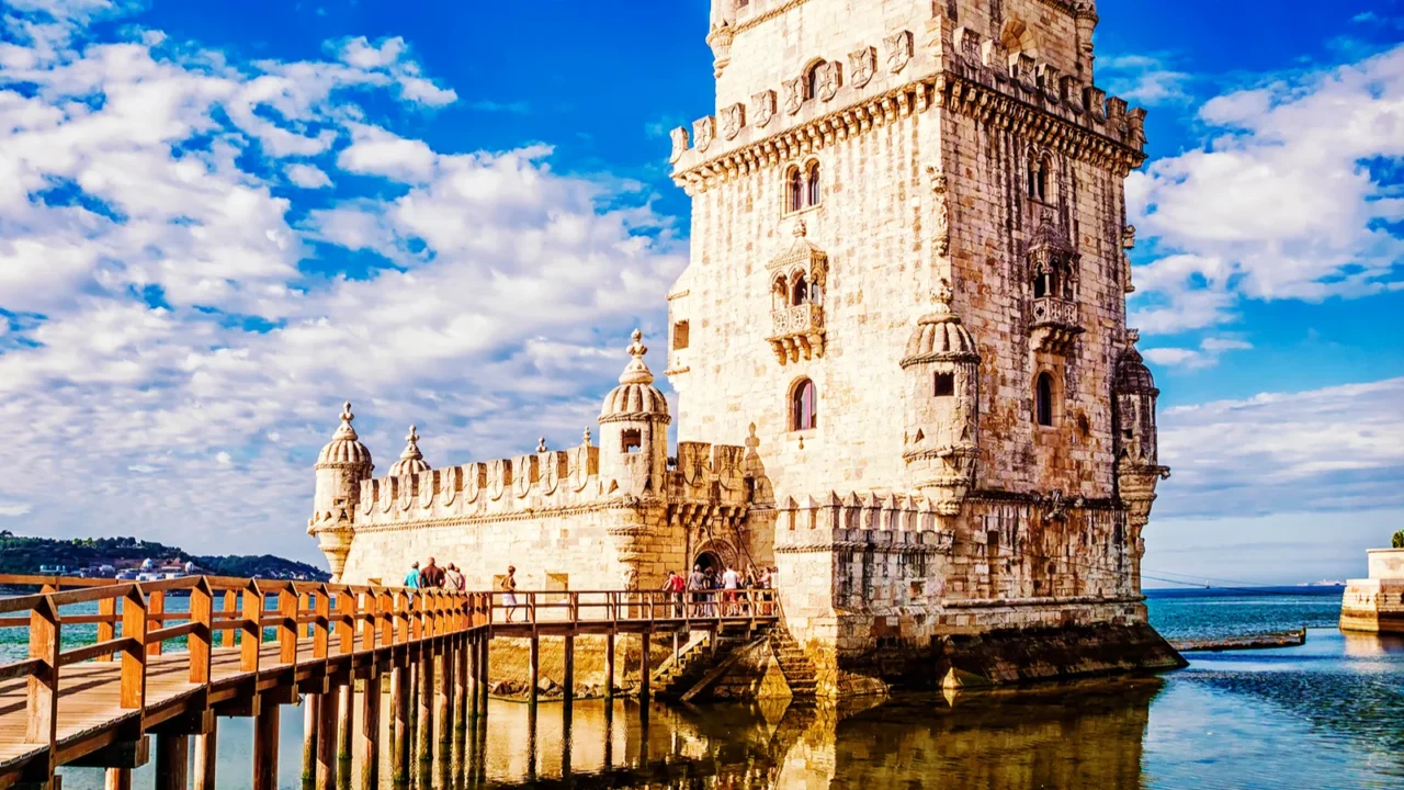 tower of belem fortified building on an island in the
