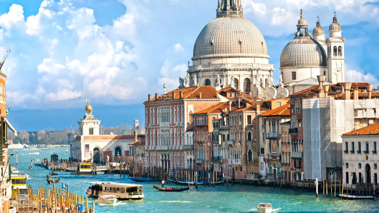 venice view of grand canal and basilica of santa maria