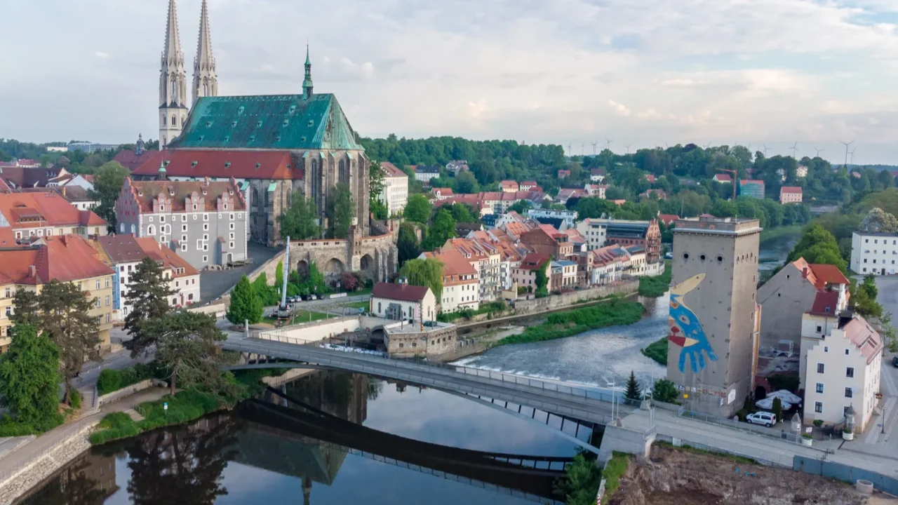 zgorzelec poland  june 2 2021 aerial view on lusatian