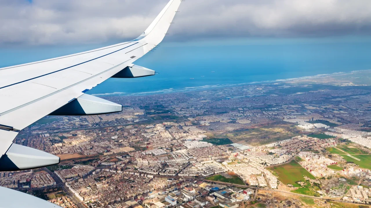aerial view of casablanca from a landing airplane