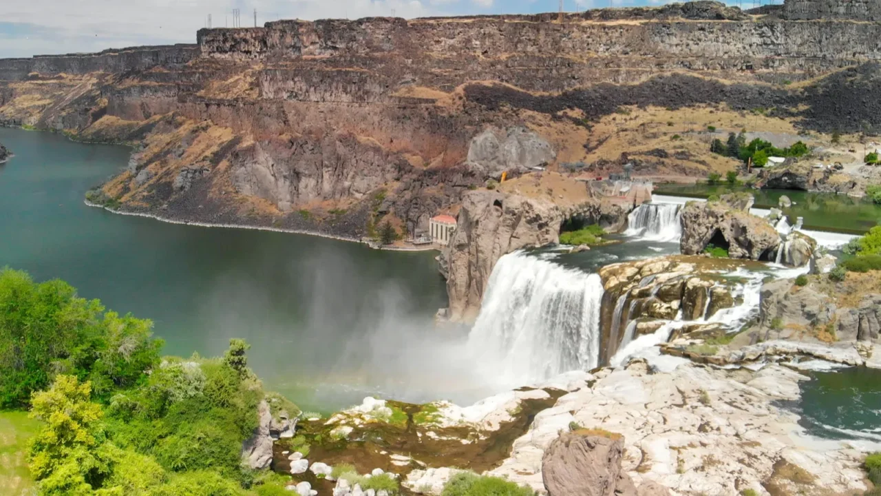amazing aerial view of beautiful shoshone falls on the snake