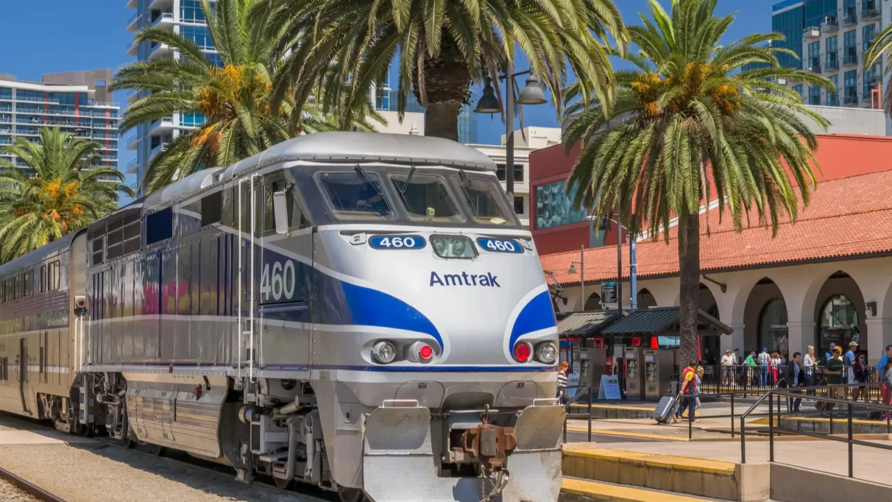 amtrak train arrival at santa fe depot