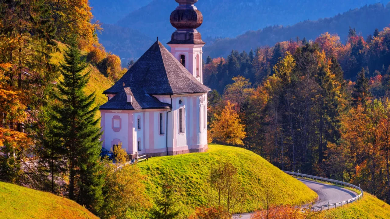 autumn in alps image of the bavarian alps with maria