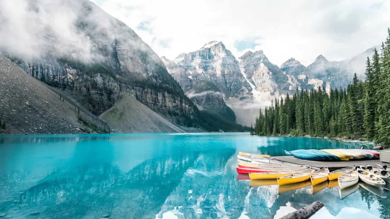 beautiful moraine lake in banff national park alberta canada