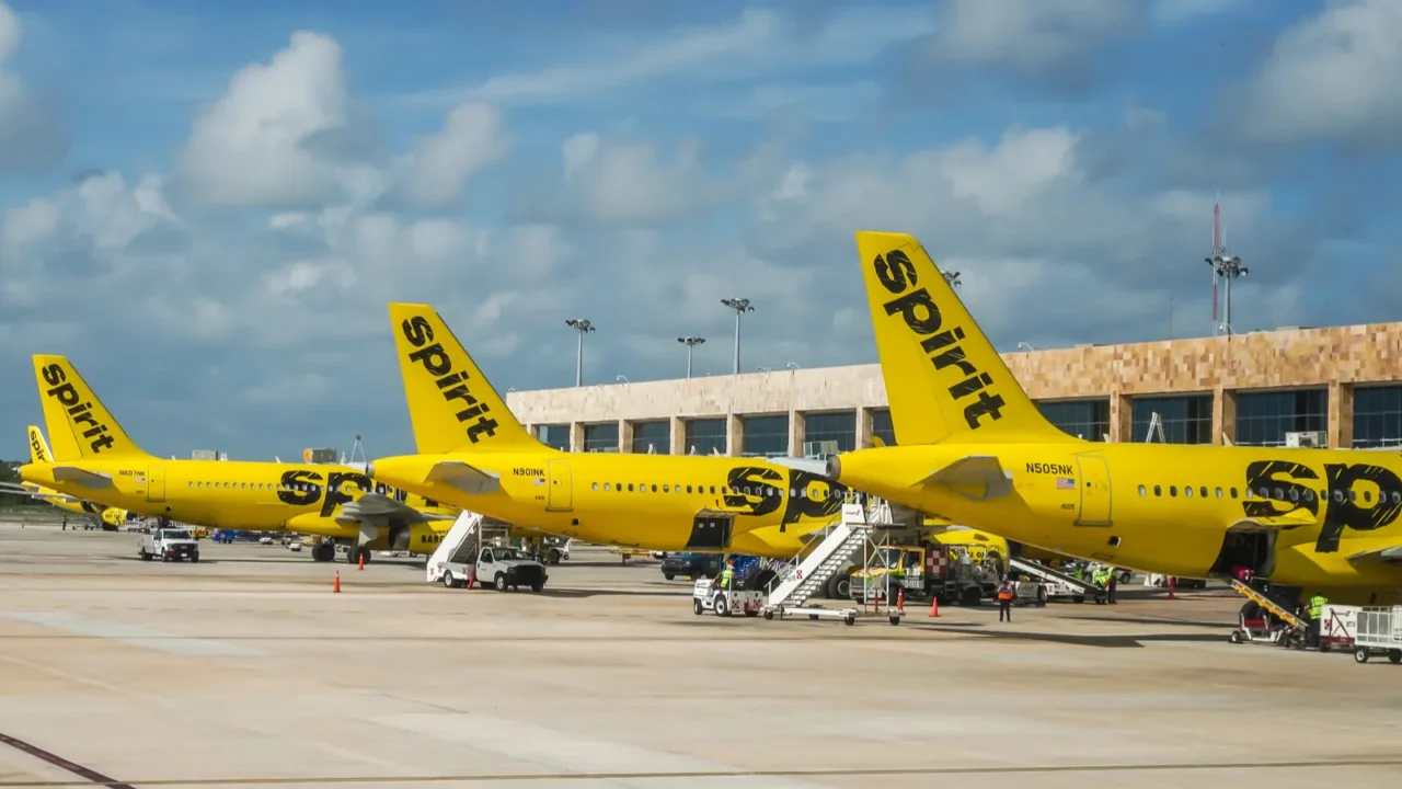 cancun mexico  september 18 2021 spirit airlines plane on