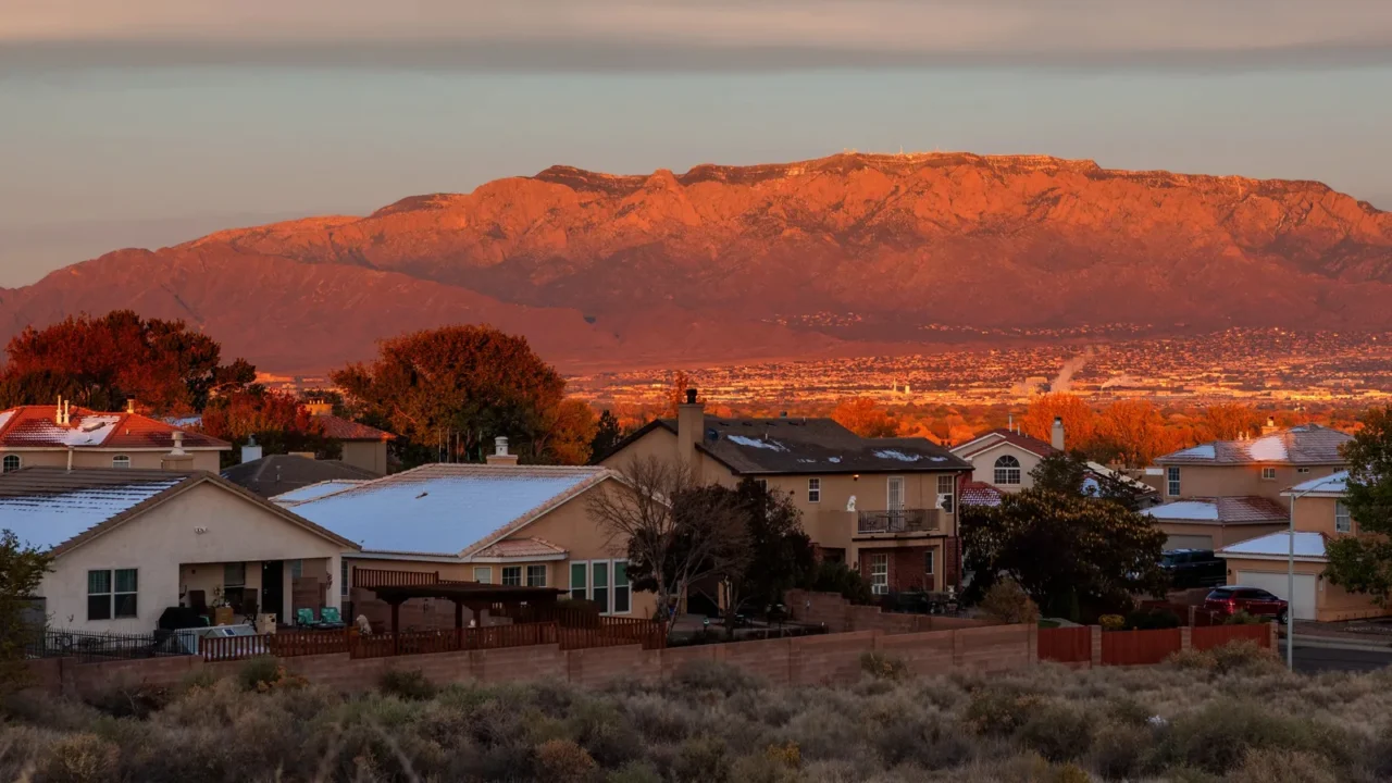 city of albuquerque and the sandia mountains new mexico in