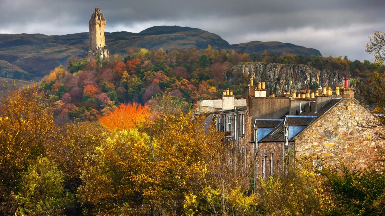 colorful autumnal a view of william wallace monument