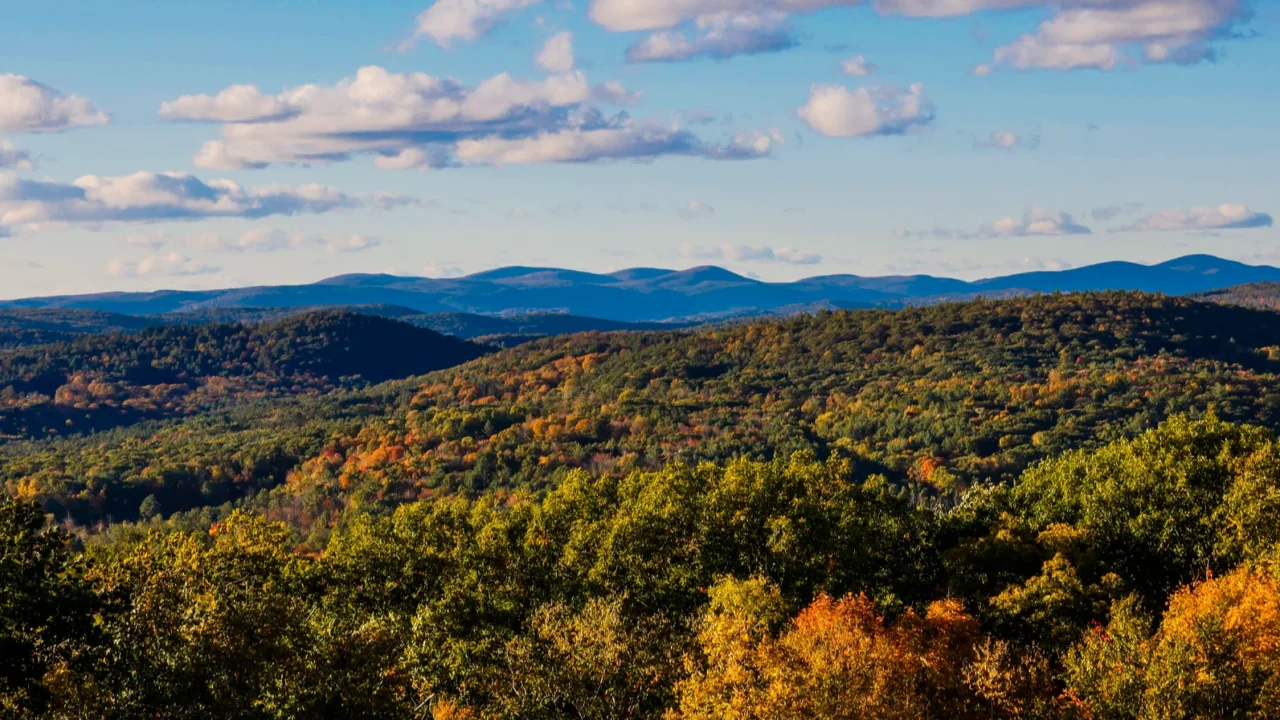 cornwall connecticut usa the berkshire hills seen from atop mohawk