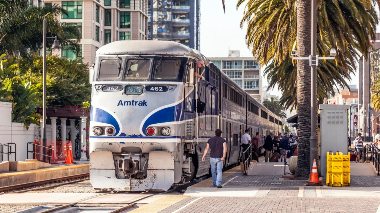 diesel train arrives at union station