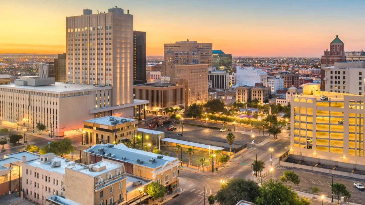 el paso texas usa downtown city skyline at twilight