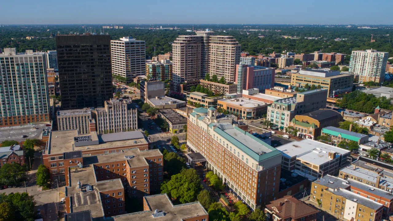evanston chicago aerial image