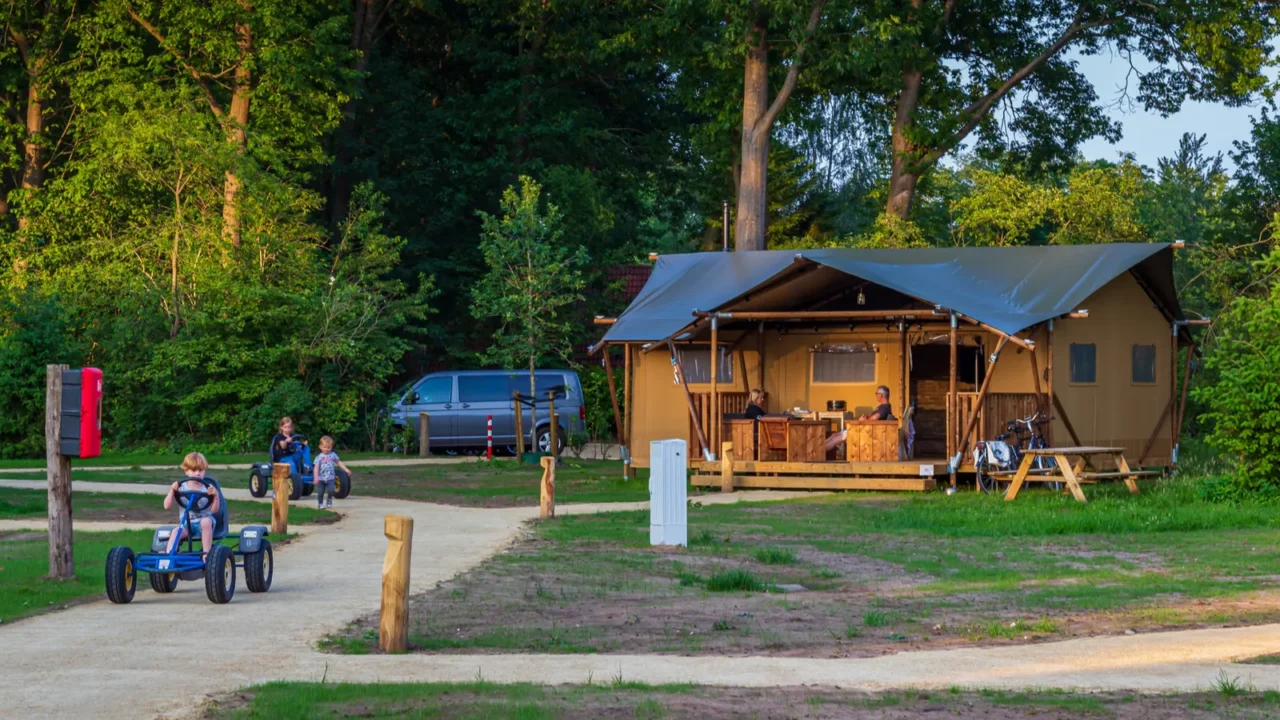 famlily bungalow tent at recreation park in the netherlands