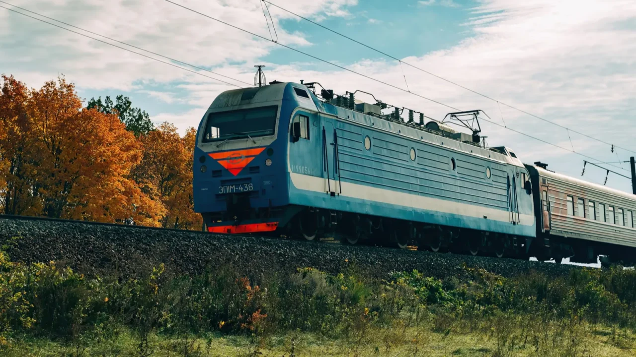 incoming train on nature background