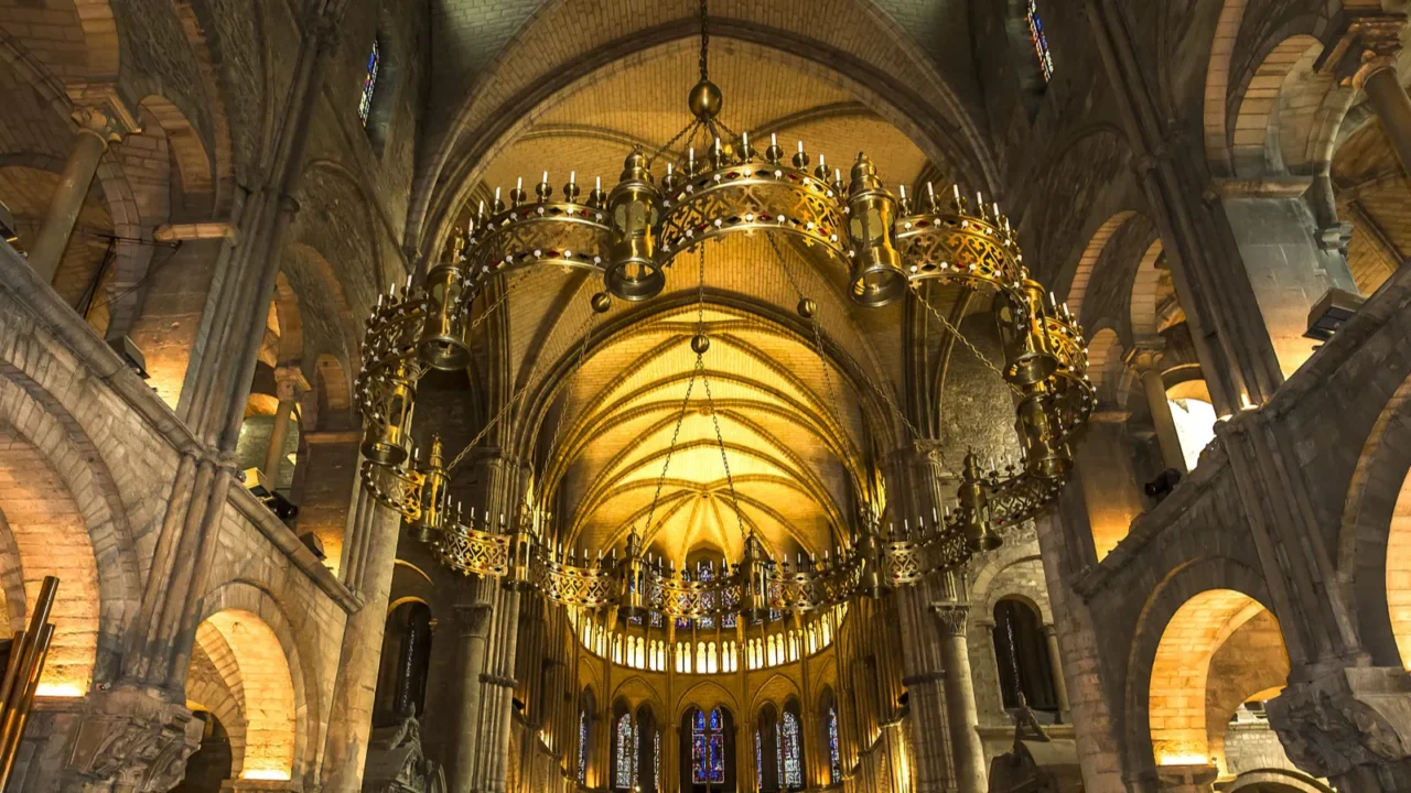 interiors and details of saintremi basilica reims france