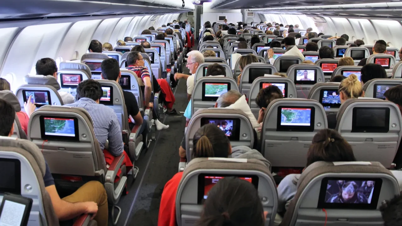 madrid spain  october 5 2014 passengers onboard iberia airbus