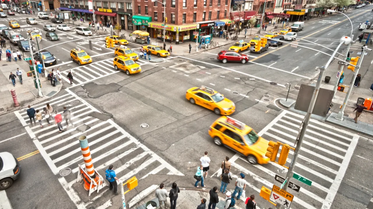 new york  march 21 city streetlife in point of