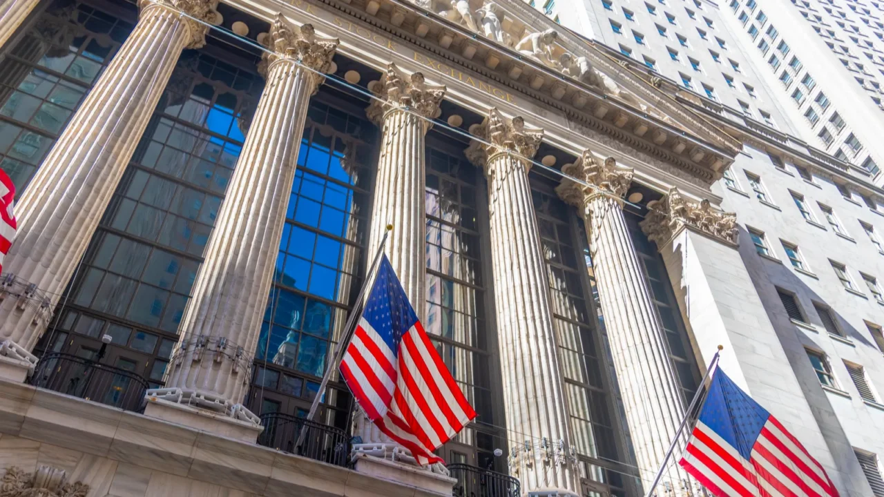 new york stock exchange seen from below new york city