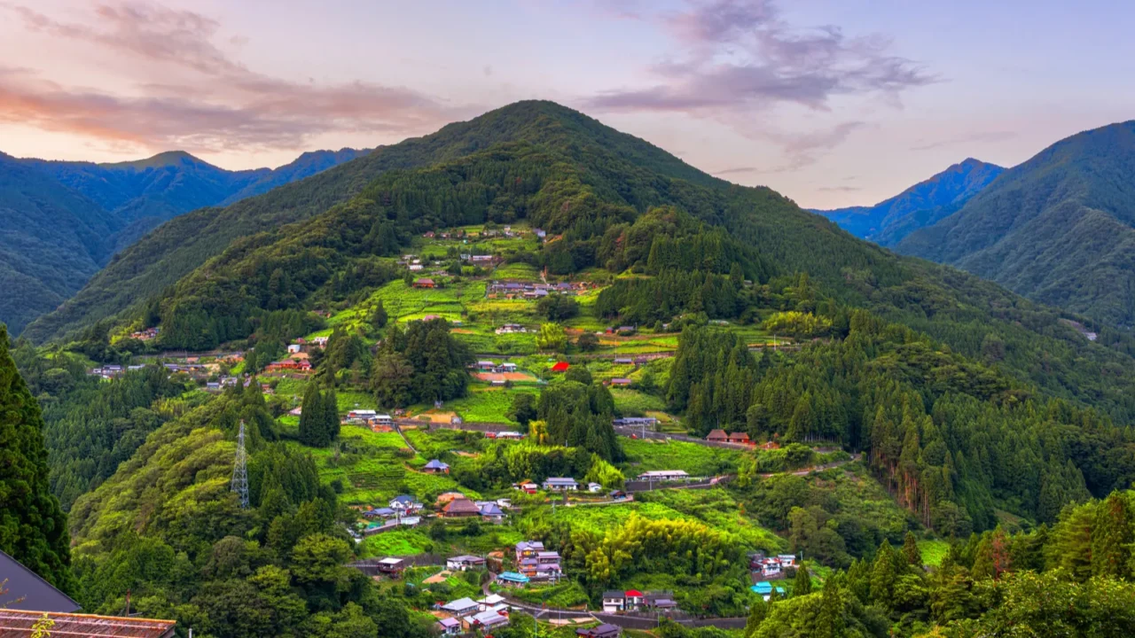ochiai tokushima japan hillside village at dusk