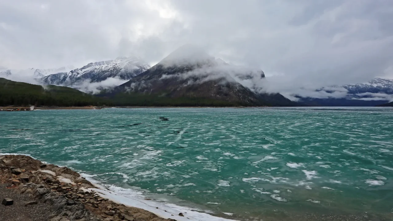 on lake minnewanka  banff national park alberta canada