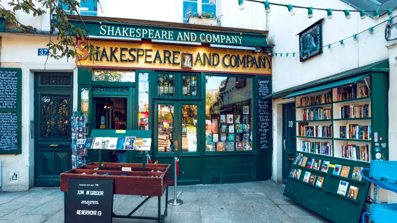 paris france  circa may 2017 an old bookshop in