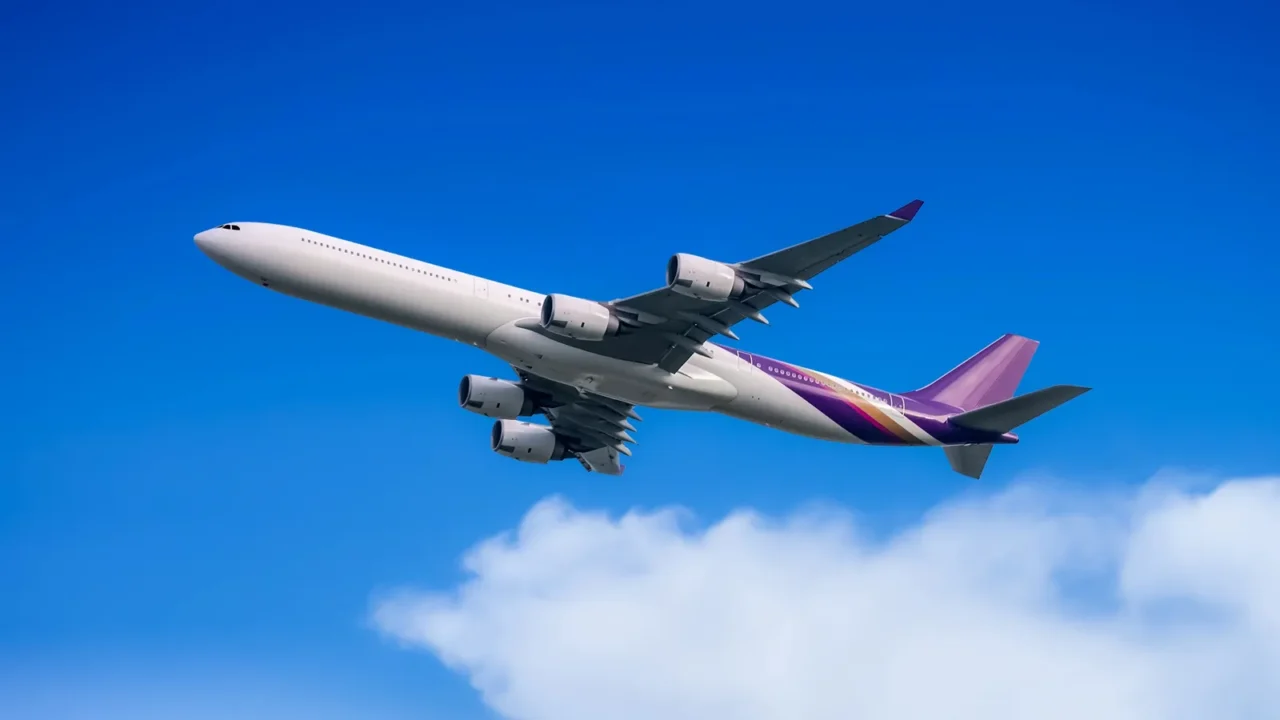 passenger airplane flying in the sky