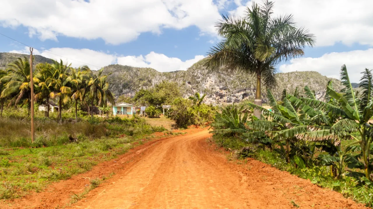 road across guasasa valley near vinales cuba