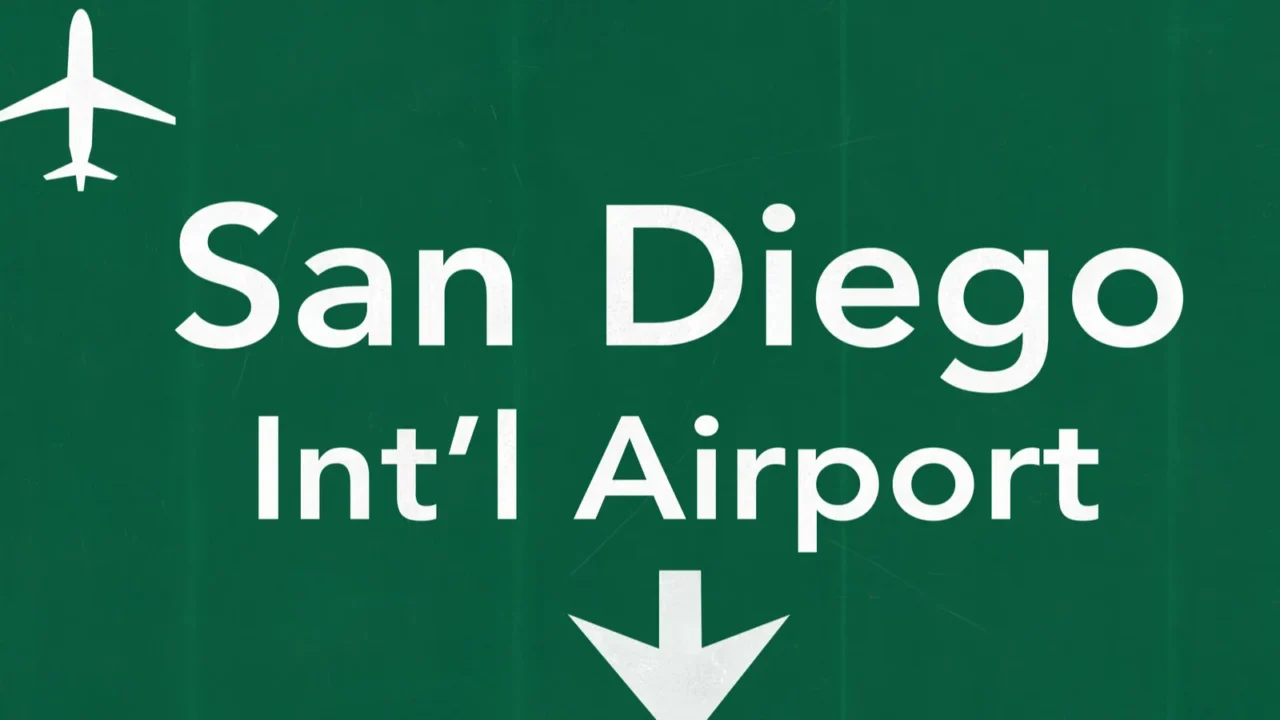 san diego usa international airport highway road sign